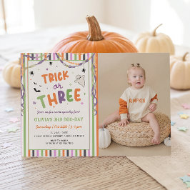 Trick or Three Whimsicale Verjaardagsuitnodiging Kaart