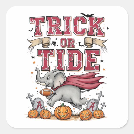 Trick or Tide Alabama Halloween Sticker – Vintage (Voorkant)