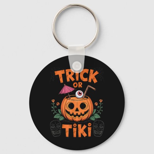 Trick or Tiki Grappige Halloween Cocktail Party Sleutelhanger (Voorkant)