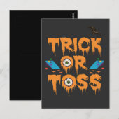 Trick or Toss Grappig Griezelig Halloween Cornhole Briefkaart (Voorkant / Achterkant)