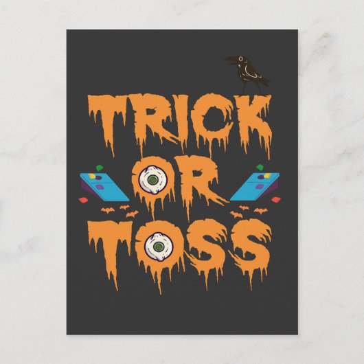 Trick or Toss Grappig Griezelig Halloween Cornhole Briefkaart (Voorkant)