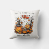 Trick or traktaties in Halloween pompoen Kussen (Achterkant)