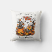 Trick or traktaties in Halloween pompoen Kussen (Voorkant)