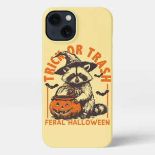 Trick or Trash Funny Raccoon Halloween Vintage iPhone 13 Hoesje