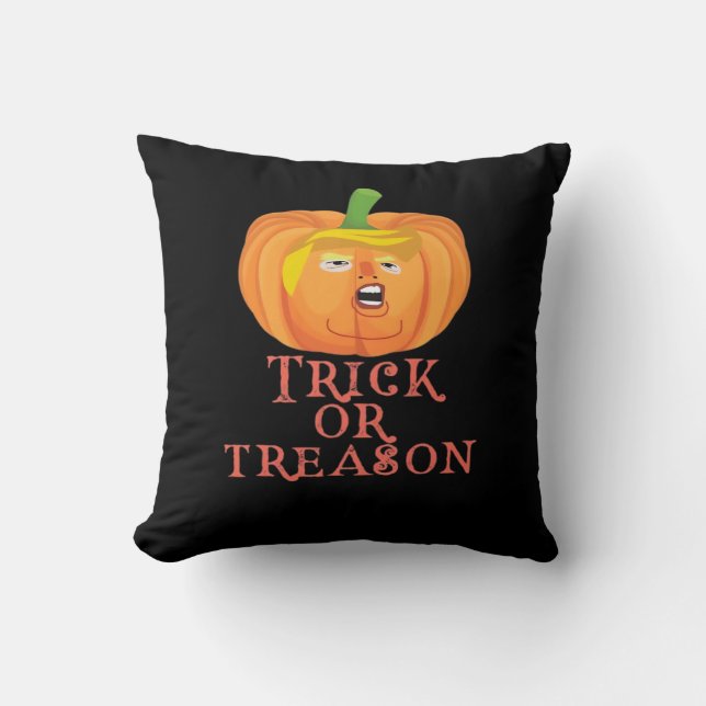 Trick or Treason Halloween beschuldigt Trumpkin-on Kussen (Voorkant)
