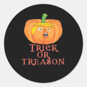 Trick or Treason Halloween beschuldigt Trumpkin-on Ronde Sticker (Voorkant)