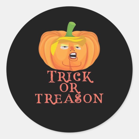 Trick or Treason Halloween beschuldigt Trumpkin-on Ronde Sticker (Voorkant)