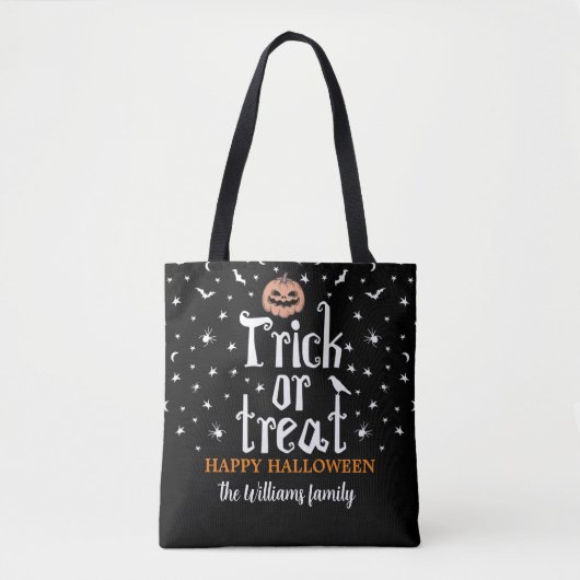 Trick or treat Aangepaste naam Halloween snoep Tote Bag (Voorkant)
