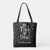 Trick or treat Aangepaste naam Halloween snoep Tote Bag (Achterkant)