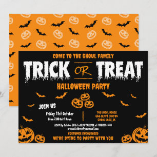 Trick or Treat Aanpasbare Feest Uitnodiging C