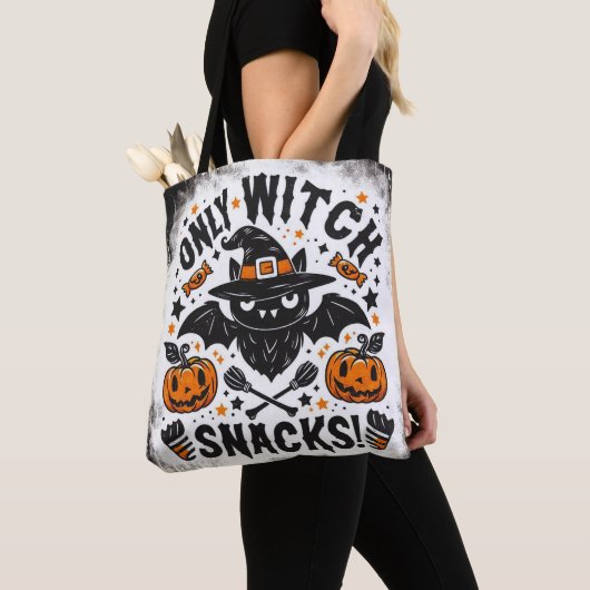 Trick or treat - Alleen heksensnacks Canvas tas (Dichtbij)
