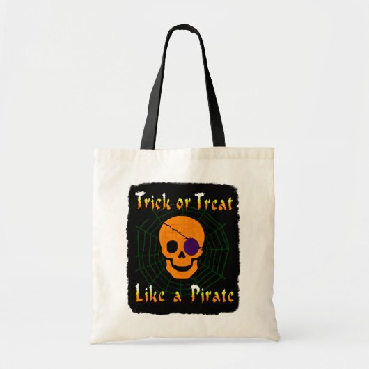 trick or treat als een piraat tote bag (Voorkant)