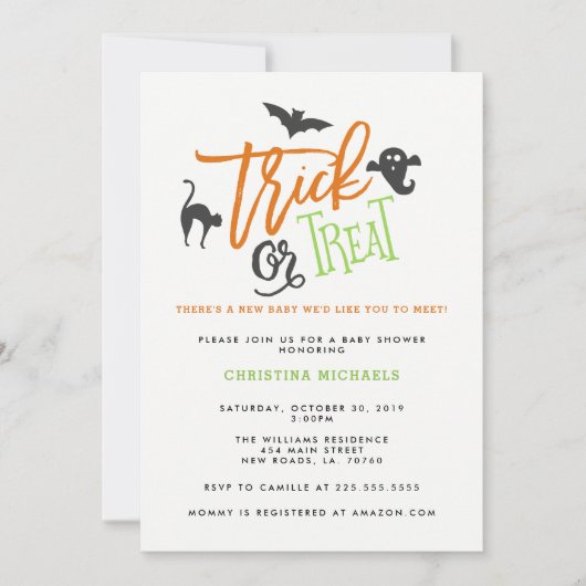 Trick or treat Baby Shower Uitnodigingen (Voorkant)