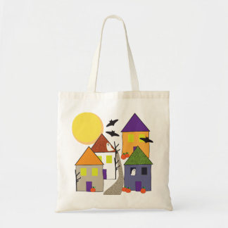 Trick or treat Bag in Haunted Halloween Village Tote Bag