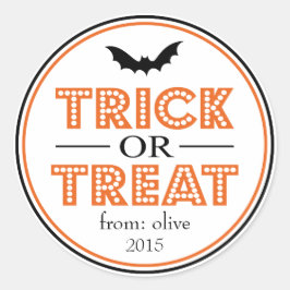 Trick or treat Bat Favor Sticker (zwart / Sinaasap