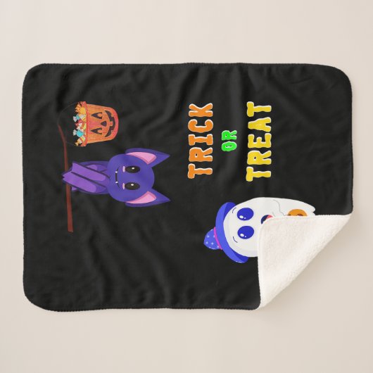 Trick or treat Bats Snoep 31 UK Oktober Halloween Sherpa Deken (Voorkant (horizontaal))