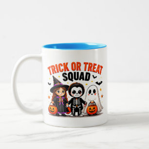Trick Or Treat-bende Schattige Halloween-vrienden Tweekleurige Koffiemok