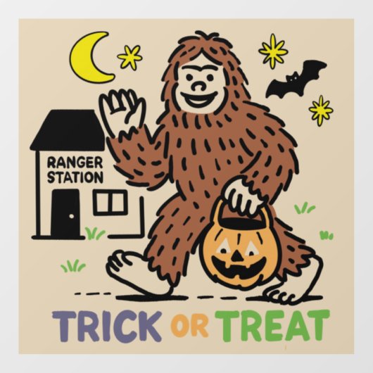Trick or Treat Bigfoot Window Cling Raamsticker (Vel)