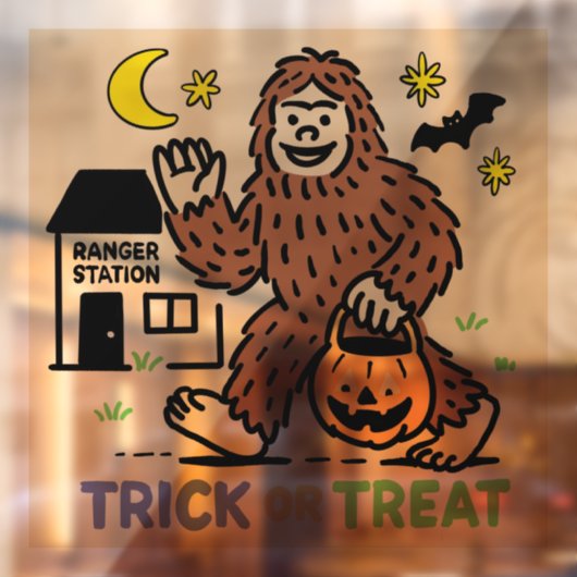 Trick or Treat Bigfoot Window Cling Raamsticker (Vel 2)