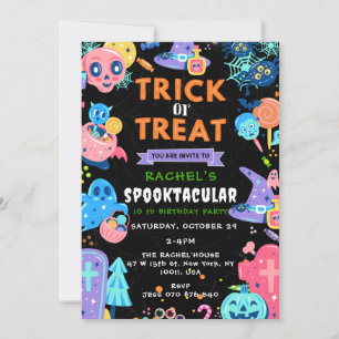 Trick or treat Birthday, Halloween Birthday, Spook Kaart