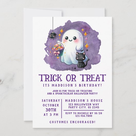 Trick or treat Birthday Uitnodiging (Voorkant)