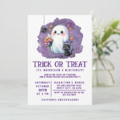Trick or treat Birthday Uitnodiging (Staand voorkant)
