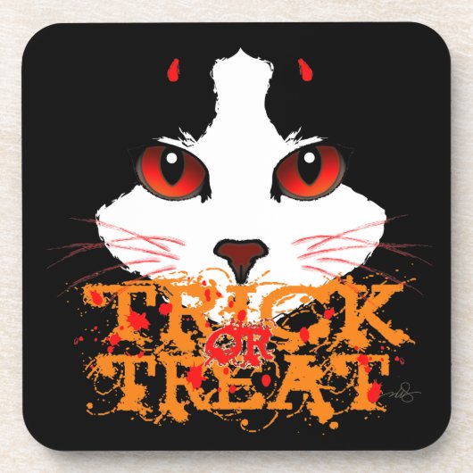 Trick or treat Black Cat Bier Onderzetter (Voorkant)