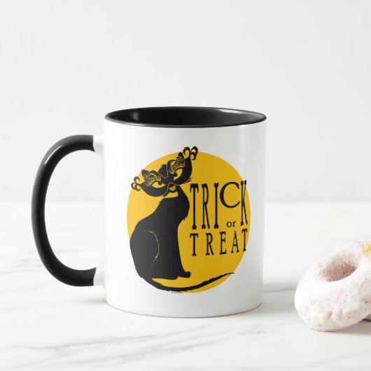 Trick or treat Black Cat Halloween Mok (Met donut)