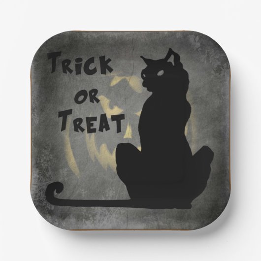 Trick or treat Black Cat Halloween Paper Bord (Voorkant)