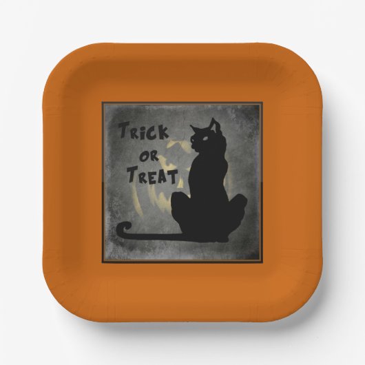Trick or treat Black Cat Halloween Paper Bord (Voorkant)