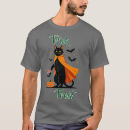 Trick or treat Black Cat Halloween T-shirt