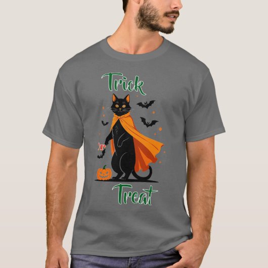 Trick or treat Black Cat Halloween T-shirt (Voorkant)