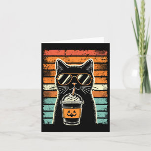 Trick or treat Black Cat Hipster Funny Halloween B Kaart