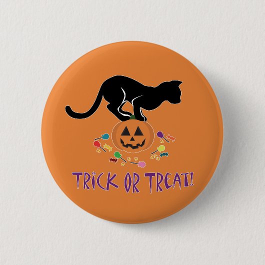 Trick or treat Black Cat Ronde Button 5,7 Cm (Voorkant)
