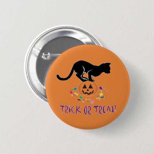 Trick or treat Black Cat Ronde Button 5,7 Cm (Voorkant /achterkant)