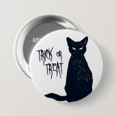 Trick or treat - Black Cat Silhouette Halloween Ronde Button 7,6 Cm (Voorkant /achterkant)