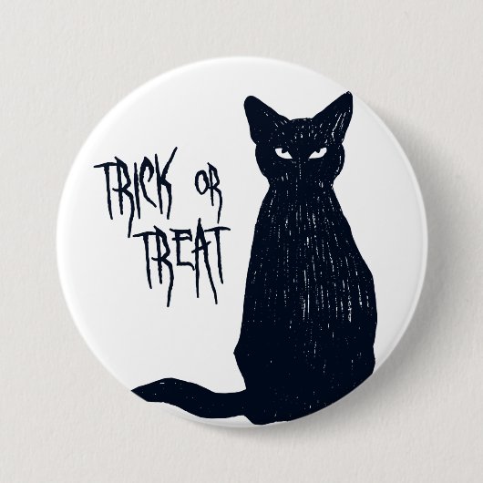 Trick or treat - Black Cat Silhouette Halloween Ronde Button 7,6 Cm (Voorkant)