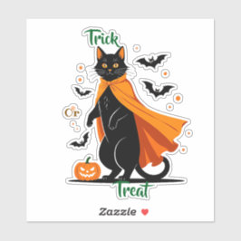 Trick or treat Black Cat Sticker