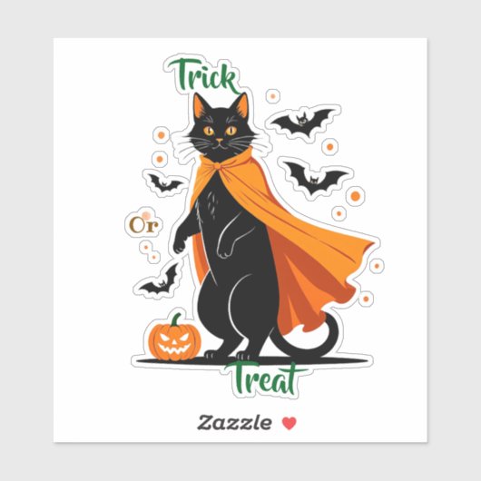 Trick or treat Black Cat Sticker (Vel)
