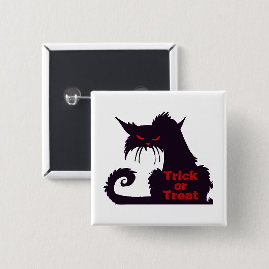 Trick or treat Black Cat Vierkante Button 5,1 Cm (Voorkant /achterkant)