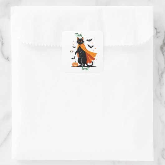 Trick or treat Black Cat Vierkante Sticker (Tas)