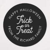 Trick or treat Black White Halloween persoonlijk Labels (Design 1)
