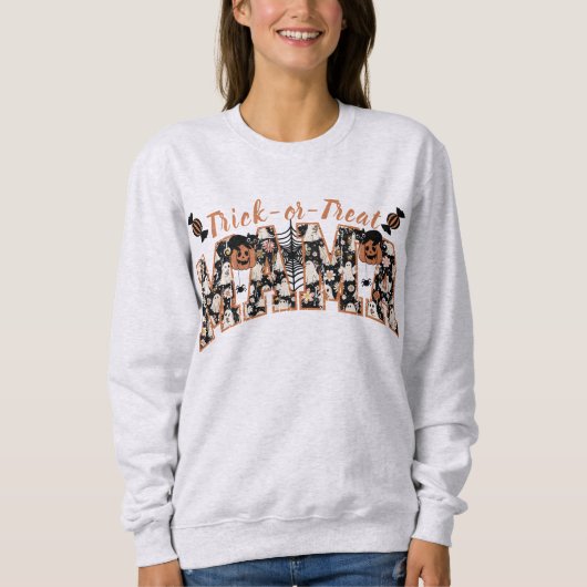 Trick-or-Treat Bloemen Print Mama Sweatshirt (Voorkant)