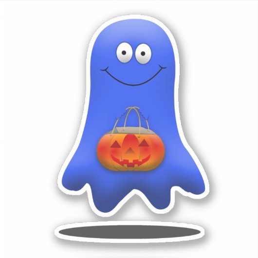 Trick or treat Blue Ghost Halloween Sticker (Voorkant)