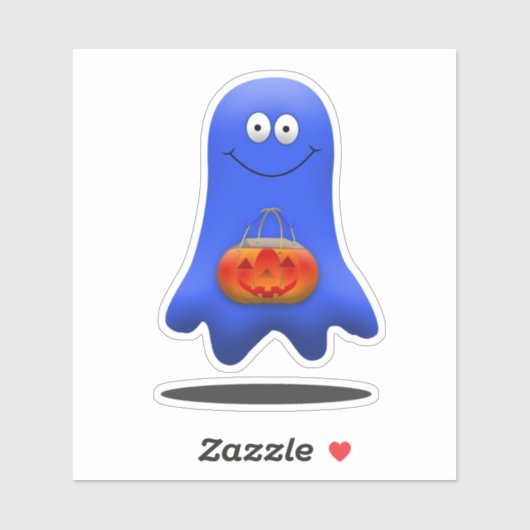Trick or treat Blue Ghost Halloween Sticker (Vel)