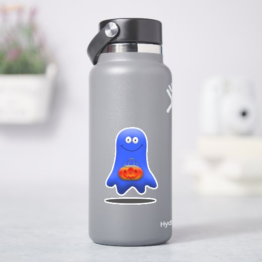 Trick or treat Blue Ghost Halloween Sticker (HydroFlask)