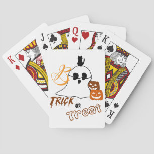 Trick Or Treat Boe met Rug Kat en Pompoen Pokerkaarten