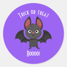 Trick or treat Boo Happy Halloween Schattigee Bat  Ronde Sticker