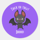 Trick or treat Boo Happy Halloween Schattigee Bat  Ronde Sticker (Voorkant)
