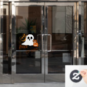 Trick or treat Boo met Rugkat en Pompoen Raamsticker (Kantoordeur)